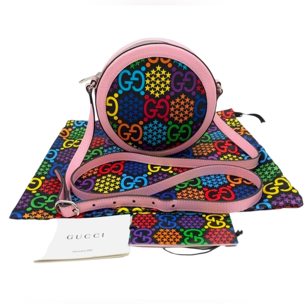Gucci Supreme Psychedelic Pink Round Shoulder Bag